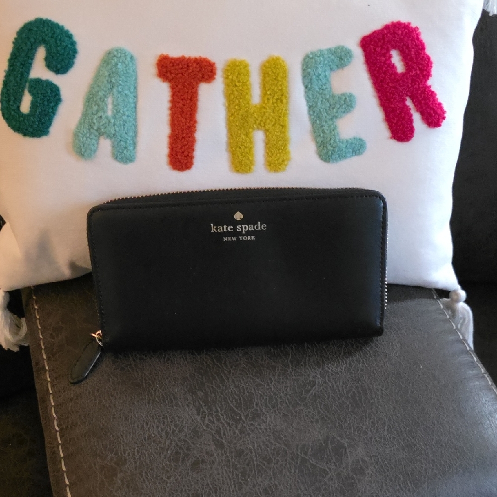 Kate Spade Black Zip-Around Long Wallet -  EUC